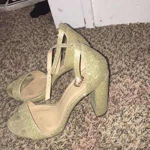 Chunky gold heels